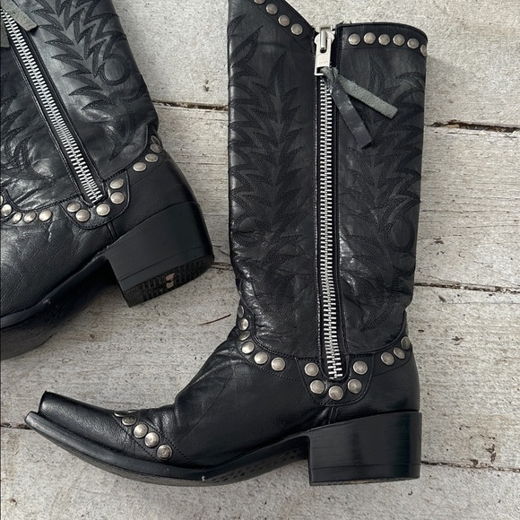 Old Gringo Studded Zip Leather Riding Boots Size 6 - Picture 2 of 9